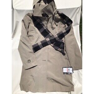 London Fog Women's Lined Beige Raincoat + Scarf -  Size PXS